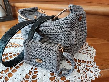 Borsa/borsetta handmade uncinetto colore grigio