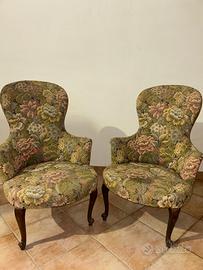 Coppia di Poltrone Vintage Tessuto Floreale '900