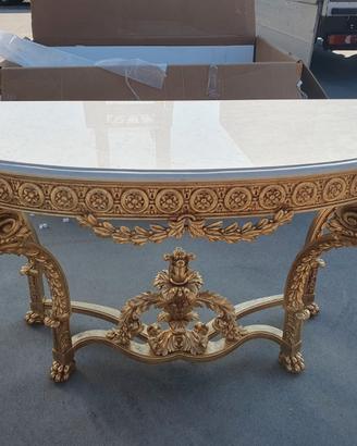 Consolle FOGLIA ORO Luigi XVI per salone piano in