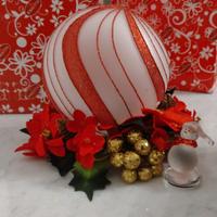 Palla Natalizia Bagutta in vetro rosso&bianco LED