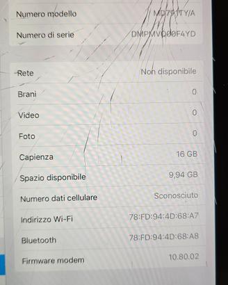 apple ipad air 16gb wifi lte vetro danneggiato 