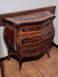 cassettiera legno intarsiato 
3 cassetti