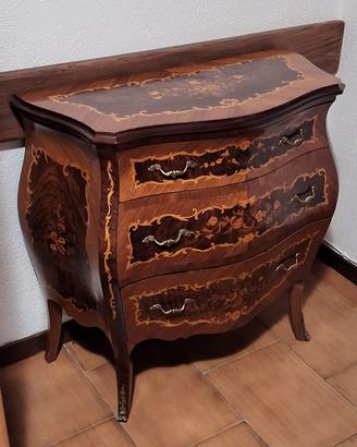 cassettiera legno intarsiato 
3 cassetti