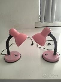 coppia abat jour rosa da comodino e scrivania