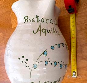 Brocca bianca di ceramica dipinta 16 cm x 13