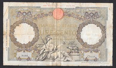 Banconota 100 lire 23.08.1943 rara