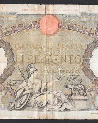 Banconota 100 lire 23.08.1943 rara