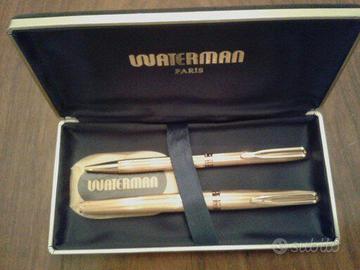 COPPIA DI PENNE PLACCATE ORO WATERMAN PARIS