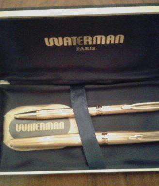 COPPIA DI PENNE PLACCATE ORO WATERMAN PARIS