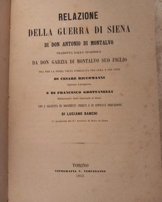 Libro Antico Relazione della guerra di Siena