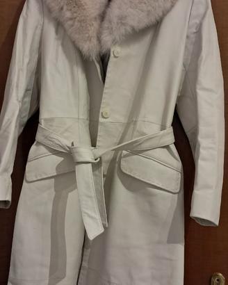 Cappotto pelle bianco da donna