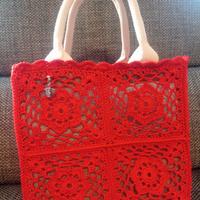 Borsa donna a uncinetto stile granny arancione