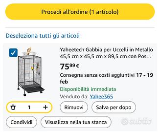 Gabbia/Voliera per uccelli nuova ancora imballata