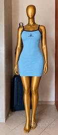 Vestito donna azzurro a costine con spalline