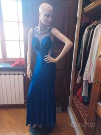 Vestito bluette con strass