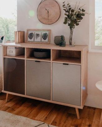 Mobile Credenza Madia Rovere 3 Ante Grigio Rovere