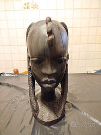 Scultura in legno testa africana 