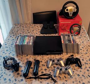 PS3 SLIM con volante, controller e move controller