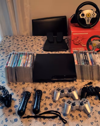 PS3 SLIM con volante, controller e move controller