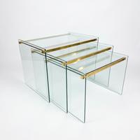 Tavolini nido tris vetro vintage ottone design