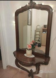 SPECCHIO CONSOLLE LEGNO ANTICO