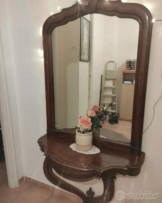 SPECCHIO CONSOLLE LEGNO ANTICO