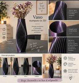 Vaso decorativo artigianale stampato in 3D
