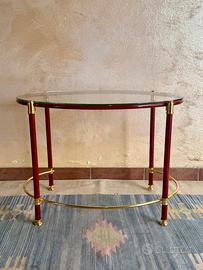 Tavolino vintage metallo e vetro ottone