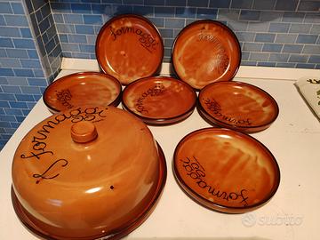 Set Formaggi vintage in terracotta smaltata