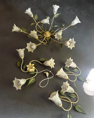Lampadario e applique in ferro battuto