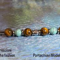 Portachiavi Explorer con Occhio di Tigre e acciaio