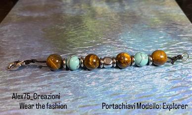 Portachiavi Explorer con Occhio di Tigre e acciaio