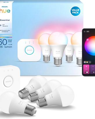 Philips Hue Essential Starter Kit: Bridge+4 lampad
