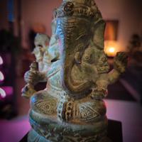 Statua bifronte Ganesha e Kala in lega di bronzo