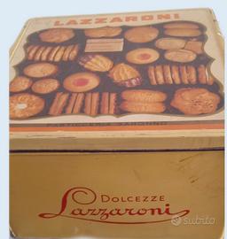 vecchia scatola di latta per i biscotti Lazzaroni 
