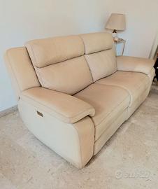 Divano Poltronesofà Relax vera pelle bianco crema