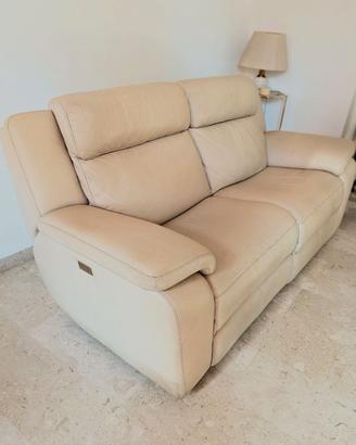 Divano Poltronesofà Relax vera pelle bianco crema