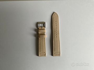 Cinturino Canvas e Pelle di Colore Beige