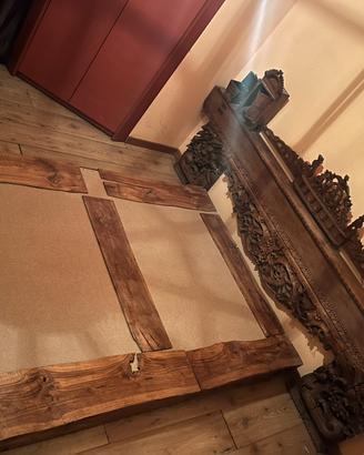 Letto testiera particolare in legno