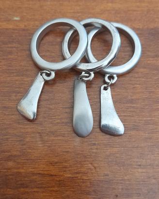 anello 3pz in acciaio con pendenti