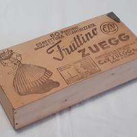 Scatola in legno anni 50 Fruttino Zuegg pubblicità
