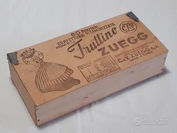 Scatola in legno anni 50 Fruttino Zuegg pubblicità