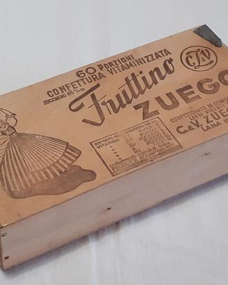 Scatola in legno anni 50 Fruttino Zuegg pubblicità