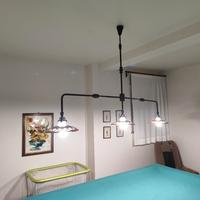 lampadario da biliardo..ceramica  rame.