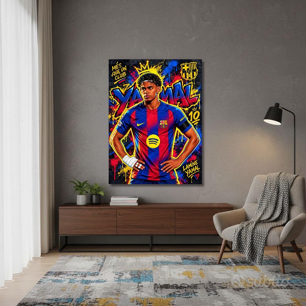 FC Barcelona quadro Lamine Yamal 10 stile graffiti - Arredamento e ...