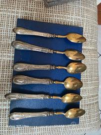 Set 6 Cucchiaini Antichi in Argento 800 e Vermeil 