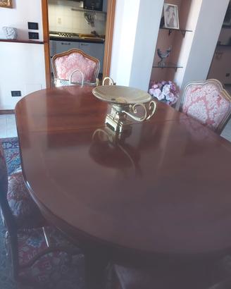 Tavolo noce lavorato a mano piumino e radica