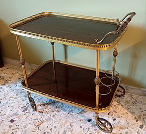 Carrello bar vintage anni 60 ottone e legno