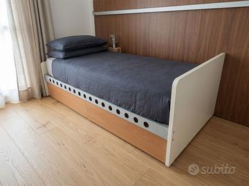 letto 1 piazza con cassetti contenitori