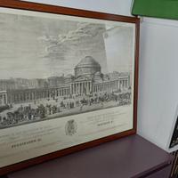 Quadro stampa antica Napoli p.zza Plebiscito LUSSO